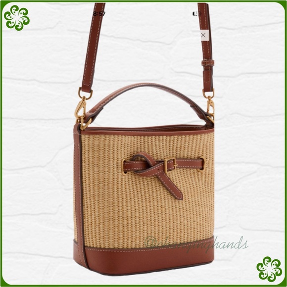 MANGO Raffia-Effect Bucket Crossbody Bag - Picture 2 of 9